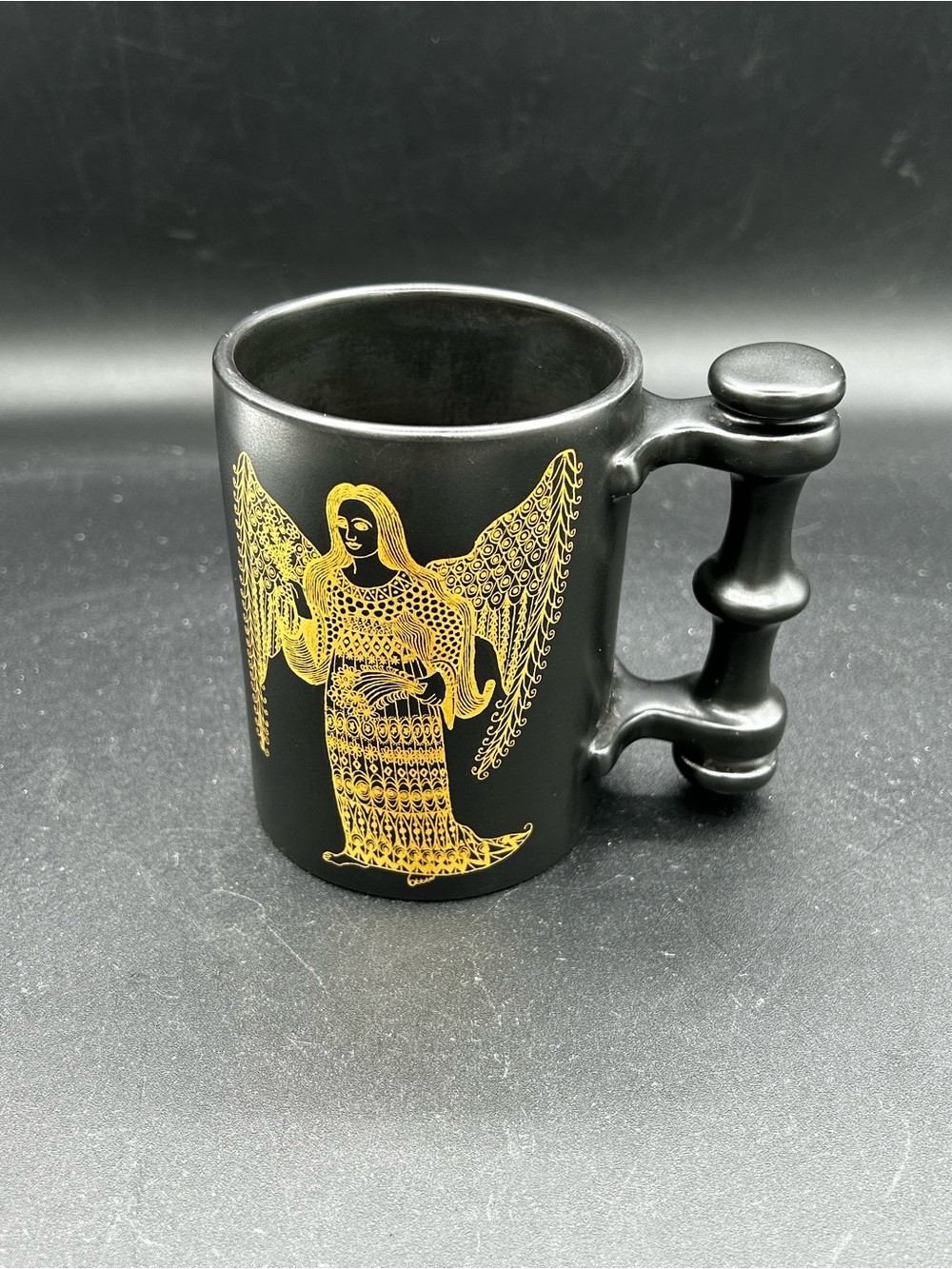Portmeiron Pottery Zodiac by John Cuffley Virgo the Virgin Gold Black Mug